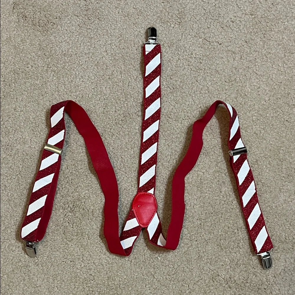 Red Candy Cane Striped Suspenders, pre-loved